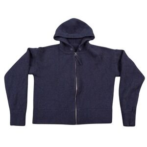 NakedCashmere Hoodie Women Midnight Blue Thick Knit Full Zip